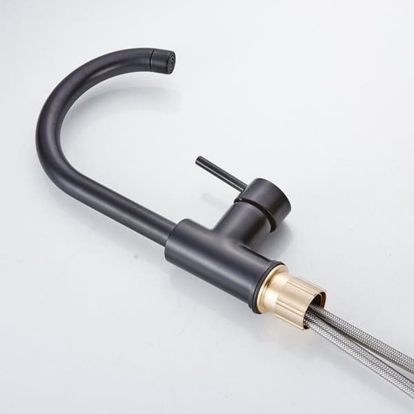 Sort messing servantbatteri – Enkel overflatemontering – Keramisk patron for presis regulering – Standard 3/8\" tilkobling
