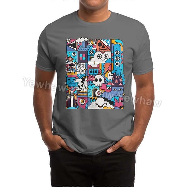 Groovy Spooky Halloween Skulls Monster Jack-o'-Lantern T-shirt