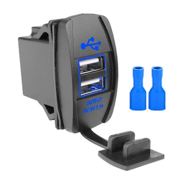 12-24V 3.1A Universal Billader med LED-lys Vanntett Dobbel USB-port Auto Adapter Mini Telefonlader For Iphone