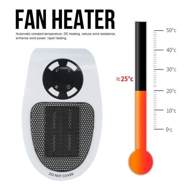 500W Mini Electric Heater with Remote Control Portable Household Office Multifunctional 220-240V