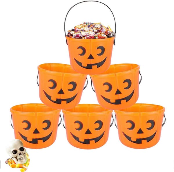 6. Halloween Græskarformet Slikspandpose til Indsamling af Slik.