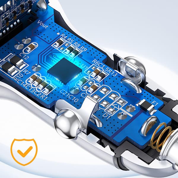 Biloplader 36W USB C og USB Hurtig Opladning, Hvid