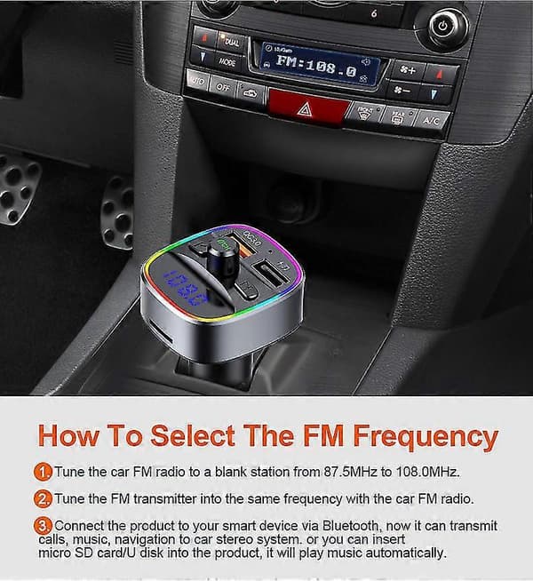 Biloplader Hurtig Opladning/ Mp3 Bluetooth Afspiller/ Fm Transmitter-YuJia