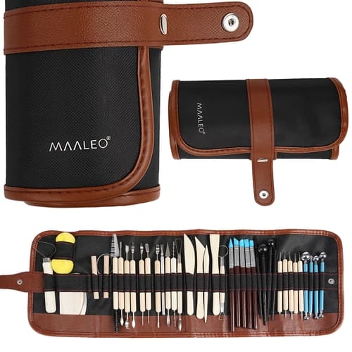 Clay Modeling Tools - 40 Pieces with Roll-Up Case