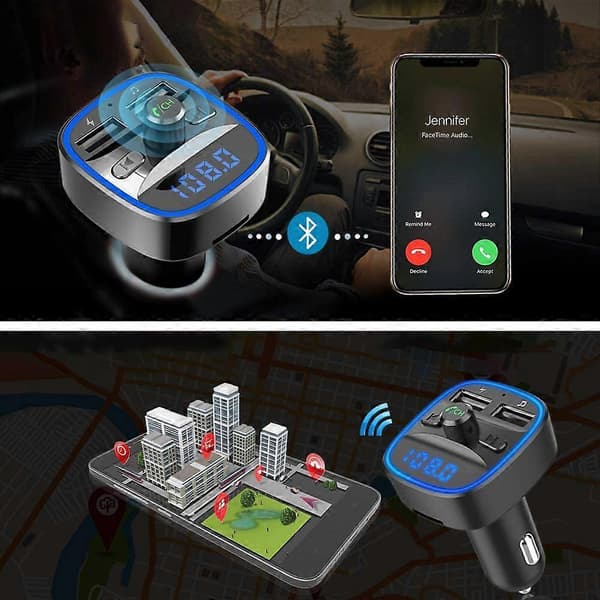 Bluetooth FM-sändare med dubbla USB-portar billaddare