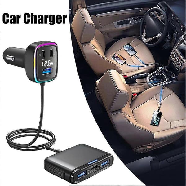 6 USB-Portars Supersnabb Billaddaradapter för IPhone Samsung Android-Adaptrar
