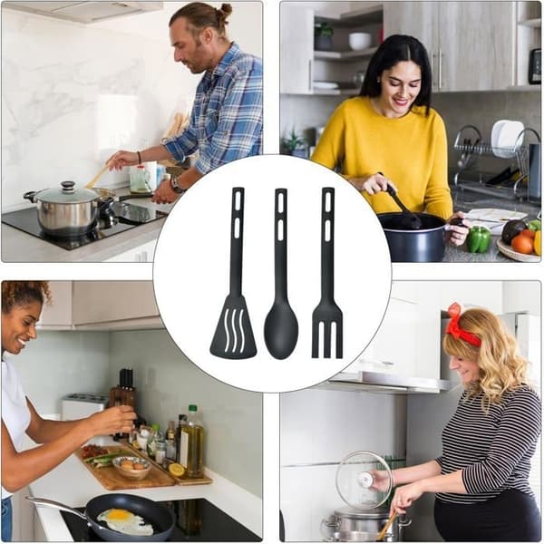 Nylon Spoon and Spatula Combination, Kitchen Utensil, Ergonomic Scratch-Free Cooking Tools for Baking and Kitchen