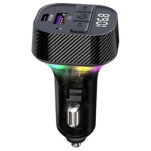 C51 Type-C + USB Biloplader Farverigt Lys Bil Bluetooth Adapter FM Transmitter MP3 Afspiller