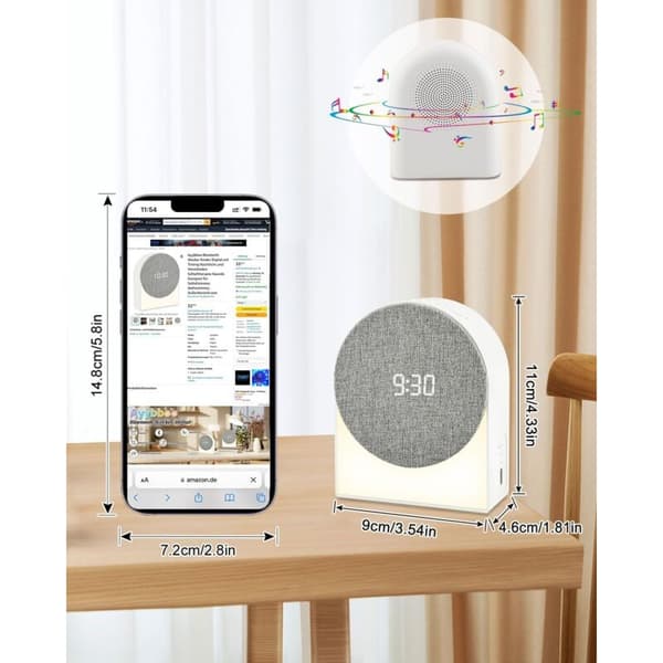 Bluetooth Digitalt Børnevækkeur med Synkroniseret Natlys og Forskellige Søvnterapi-lyde. Velegnet til Soveværelse, Stue og Udendørs Brug.