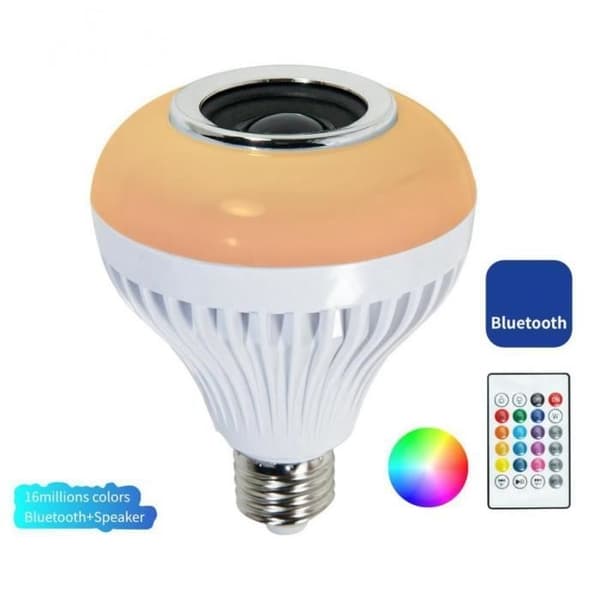 5-7W trådløs Bluetooth-høyttaler RGB LED-musikklampe E27 dimbar, 6500K kaldhvit