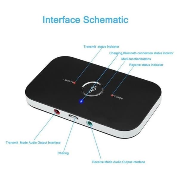2-i-1 Bluetooth-adapter Trådløs Stereo HiFi Lydsender-mottaker - Svart