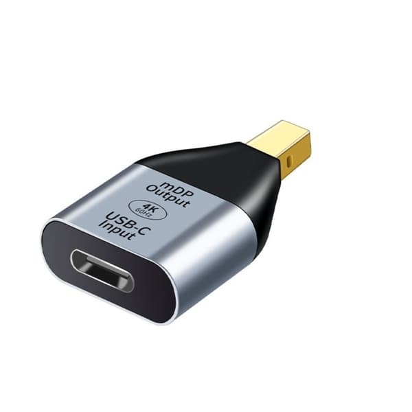 USB-C til mini DP-adapter – konverterer video til skærme og projektorer, DP1.4 4K@60Hz plug-and-play, op til 8K@60Hz, aluminium grå