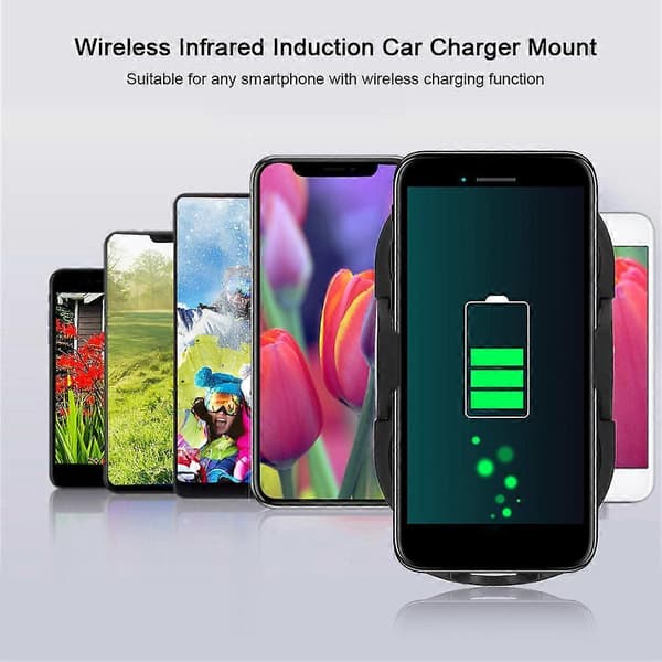 Trådløs infrarød induksjons billaderbrakett luftventil dashbord telefonholder C8miniBlack E2U112