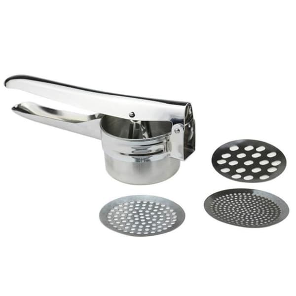(As Shown) Stainless Steel Potato Masher, Vegetable Press with 3 Interchangeable Discs, Large Capacity Potato Grinder