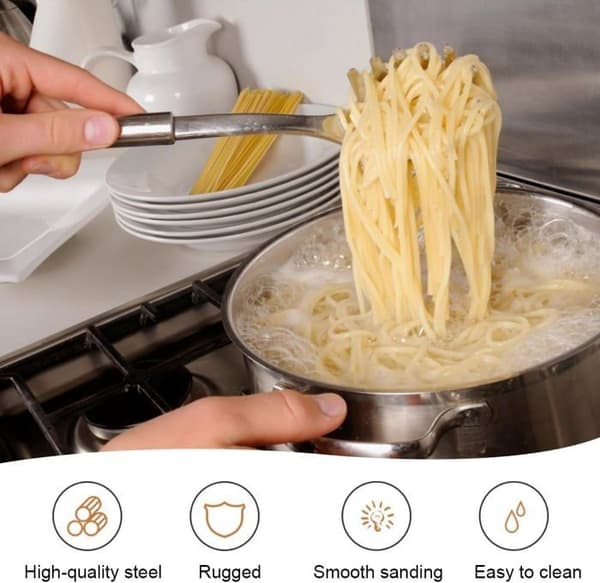 2 spaghettiskeer 30 cm, pastaske til køkken, pastagaffel, serveringsske til spaghetti i rustfrit stål