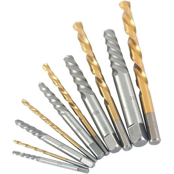 10 Left-Handed Cobalt Screw Extractor Drill Bit Set - Durable Compatible with Various Brands