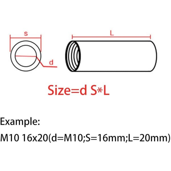 (Pakke med 20) M8 12x30mm 304 Rustfritt Stål Runde Muttere med Lang Skaft