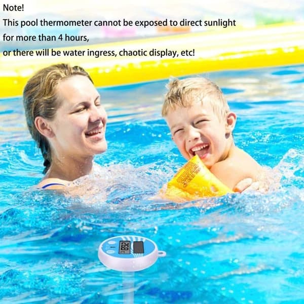 Digital solar-powered floating pool thermometer with strap for outdoor and indoor pools, spas, jacuzzis, etc.