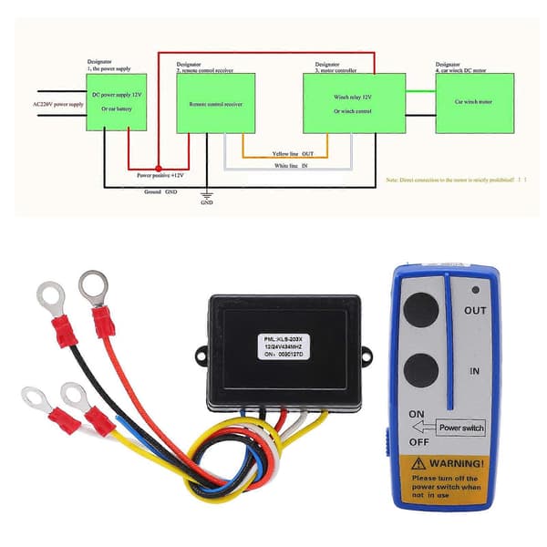 Universal Winch Wireless Remote Control Switch Kit with Receiver 12V 24V for Truck Jeep ATV SUV Blue
