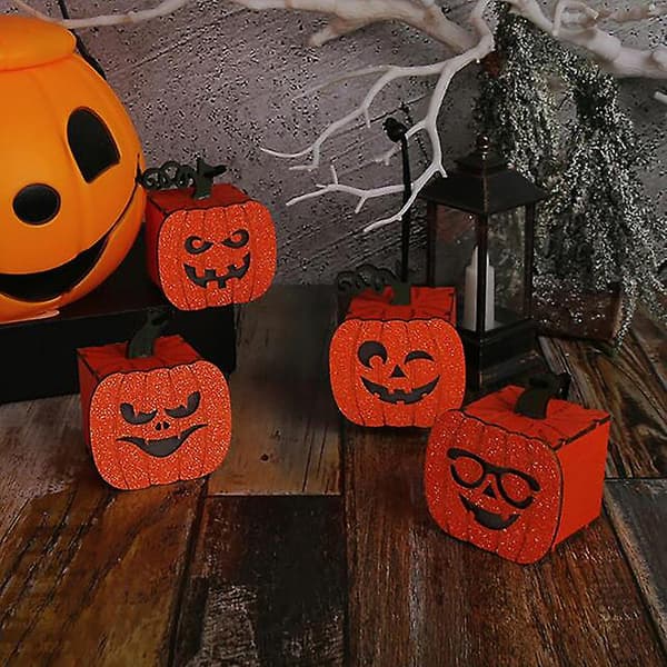 Halloween Gresskarbøtte Bærbar Gresskarlykt Form Lysende Godterikrukke