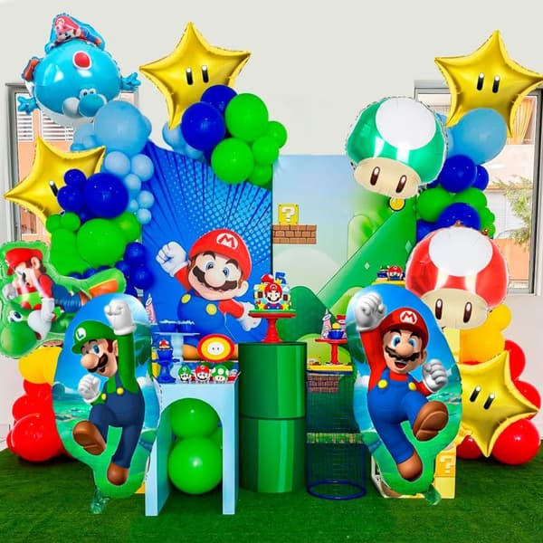 Juhlakoriste - INBOXXARTY - Super Mario - 8 ilmapalloa - Monivärinen - Helium-FS-