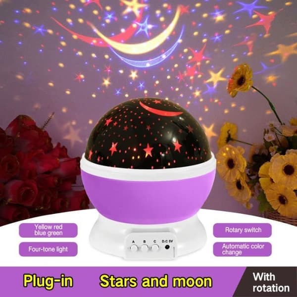 Nattlys - LED-projektorlys - Stjernehimmel - Rosa - USB oppladbar - Barn