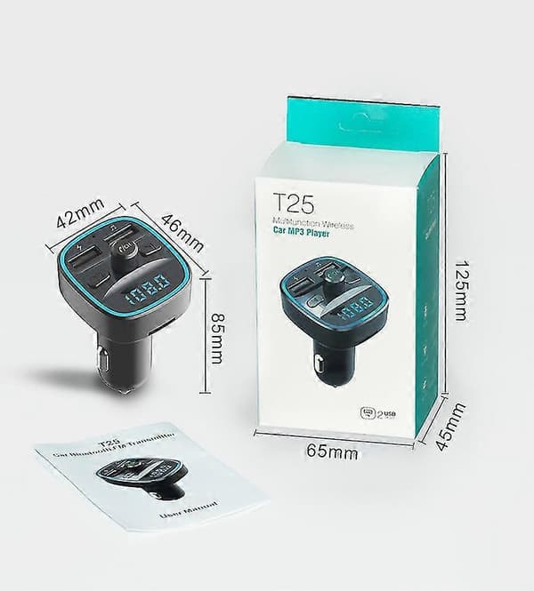 Biloplader Hurtig Opladning/ Mp3 Bluetooth Afspiller/ Fm Transmitter-YuJia