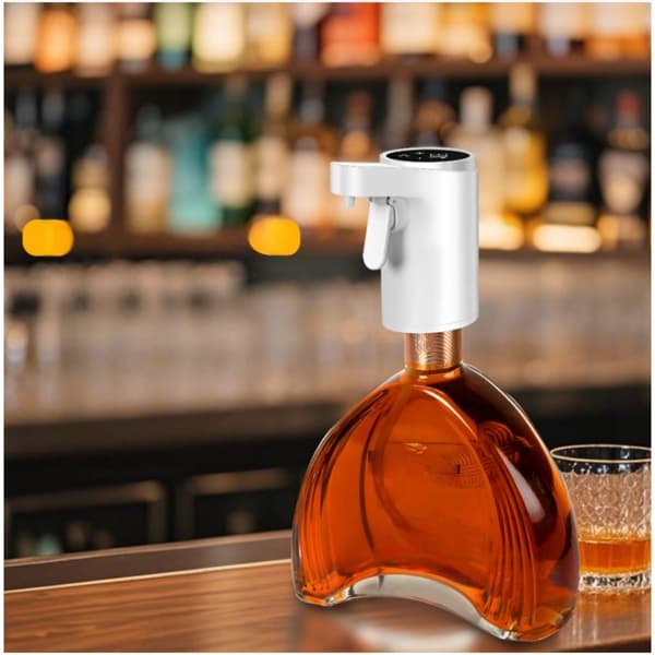 Smart sensor-driven wine dispenser USB rechargeable with touch control and adjustable four-level dosing for spirits, home bar and party White