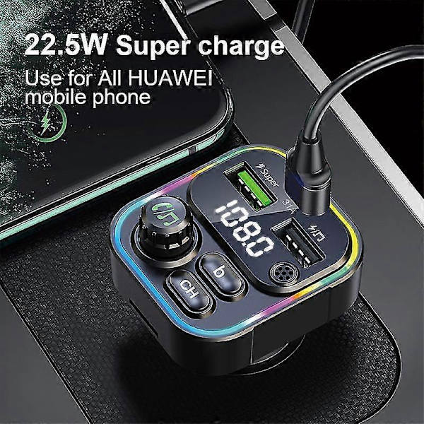 Billader Hurtiglading 3.0 Pd Hurtiglading Usb Billader U Disk Mp3-spiller Bluetooth 5.0 Fm-senderadapter