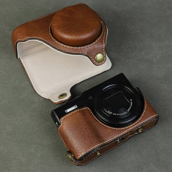 For Panasonic Lumix DMC-ZS99 DMC-TZ99 Camera Case Buffalo Texture PU Leather Protective Cover with S Espresso Coffee Espresso