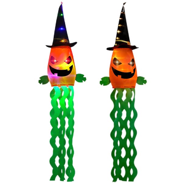 Pumpa- och trollkarlshattsformad hänglampa, idealisk som Halloween-present.