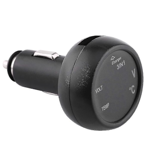 Billaddare med dubbla LED, voltmeter och termometer - Blå/Röd