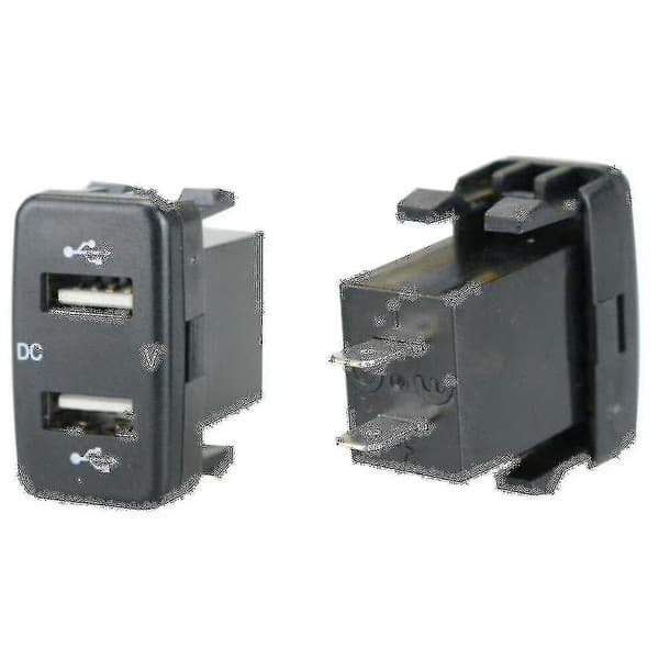 Bilopladerstik Dobbelt USB-port Opladningsvolt Display Adapter Passer til Grøn