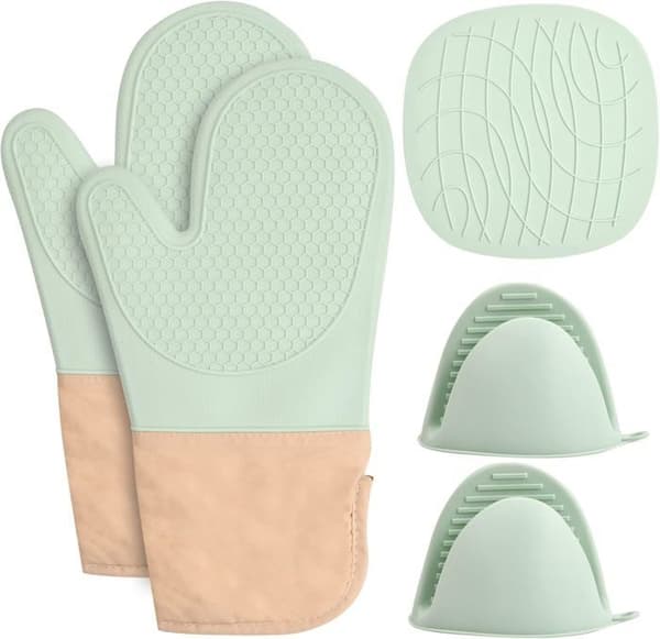 Silicone Oven Mitt, Heat Resistant Oven Mitts, Waterproof Kitchen Oven Mitts