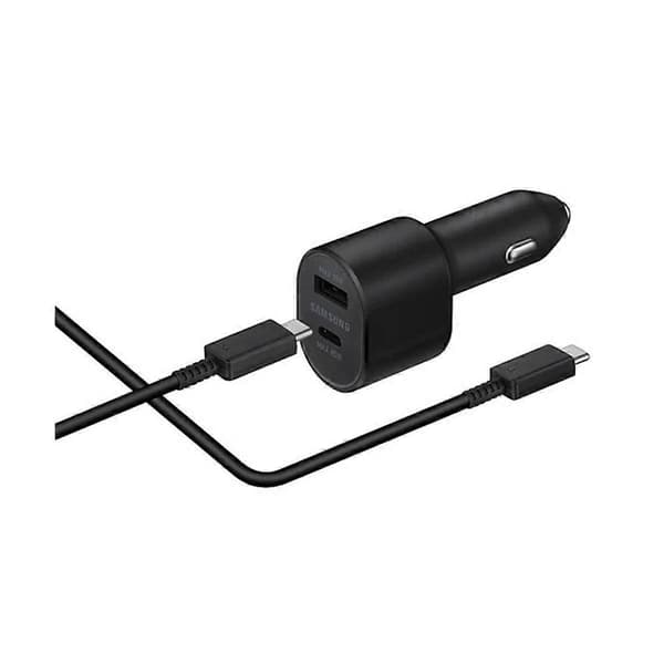 60W Dual Port Biloplader med Hurtigt USB-C Kabel, Sort