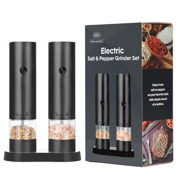Electric Pepper Grinder Set - Rechargeable Salt and Pepper Mill with Ceramic Grinder - 2-pack