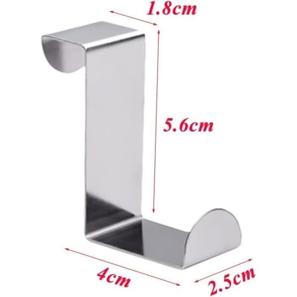 (Silver) Stainless Steel Door Hooks - Clothes Hooks - 10-pack - Silver