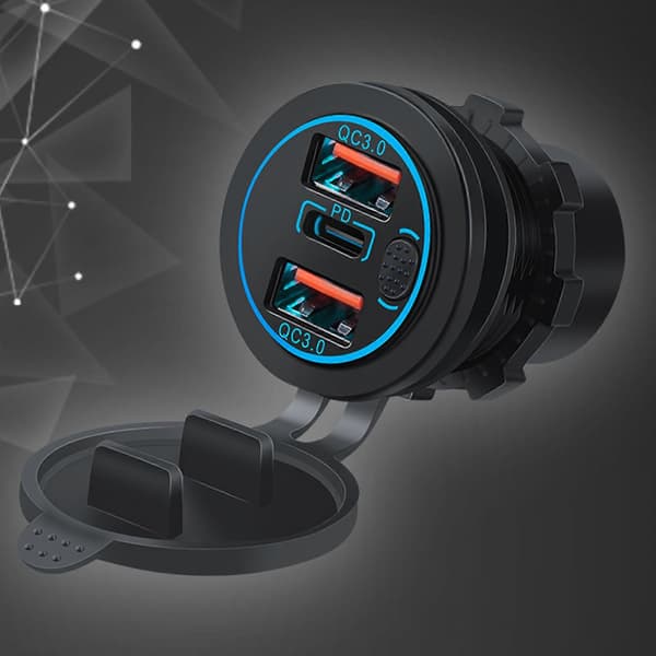 USB Billaddare Quick Charge 3.0 PD Typ C 12V-24V Snabb USB Billaddare