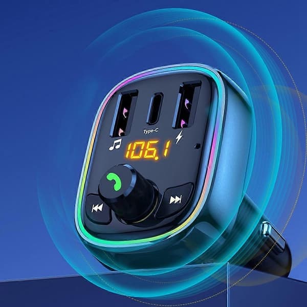 WEKOME C39 Trådlös Snabb Billaddare Multifunktionell Bil Bluetooth Laddare MP3-spelare+USB+Type-C