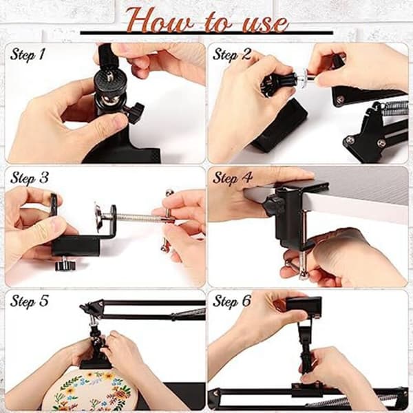 Embroidery Stand, Adjustable Embroidery Stand with Instruction Holder, Cross Stitch and Embroidery Projects