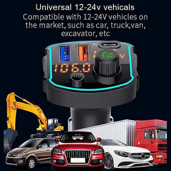 BC69 Bil Mp3-spiller Bluetooth 5.0 Mottaker FM-sender USB Billader QC3.0 PD 18W Hurtiglading