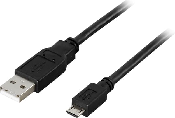 USB 2.0-kabel Type A hann, Type Micro B hann, 5-pin, 0,25m, svart