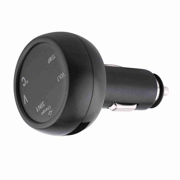Dobbel LED Digital Skjerm Voltmeter Termometer Sigarettenner USB Billader (Blå, Rød)