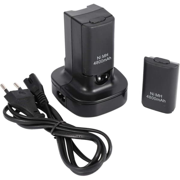 Dobbel laderdokkingstasjon med 2 x 4800mAh oppladbare batterier, lade-LED for 360-kontroller, EU-plugg