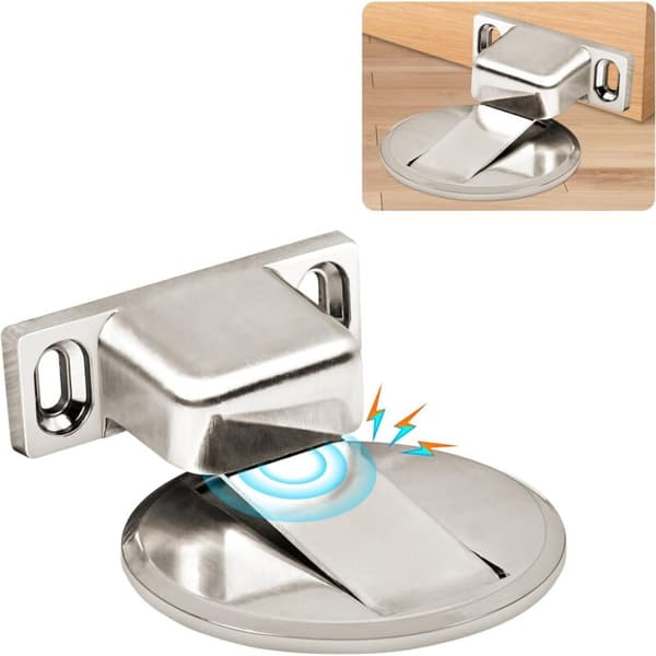 PC Magnetisk Dørstopper, Metal Dørstopper. Stærk Magnetisk Metal Dørstopper. Solid Magnetisk Dørstopper med Klæbemiddel og Skruer (Sølv)