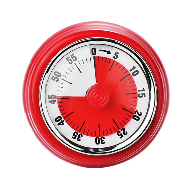 Kjøkkentimer Mekanisk Timer Koketimer Studenttimer Rustfritt Stål med Magnet - Rød, 1 stk