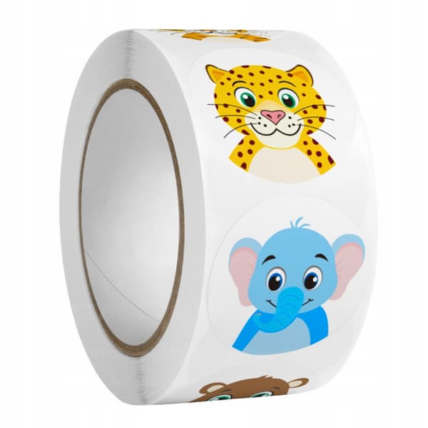 Motivaatiotarrat 500 kpl rullassa – Eläintarhaeläimet 2,5x2,5 cm – Lapsille & Kouluun