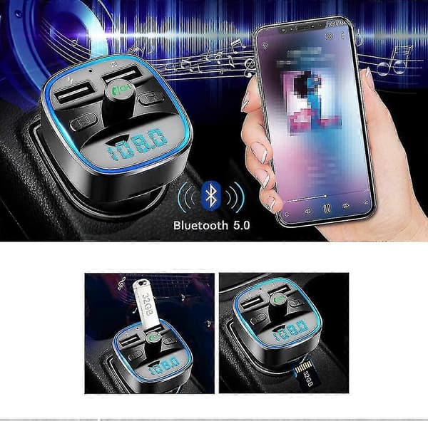 Bluetooth FM-sender med dobbelt USB-port biloplader