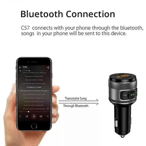 FM-sender Bluetooth 5.0 Radio USB MP3 Biloplader Cigarettænder
