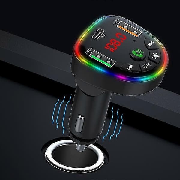 Bluetooth Håndfri Dobbelt USB Telefon Biloplader med Ambient Lys